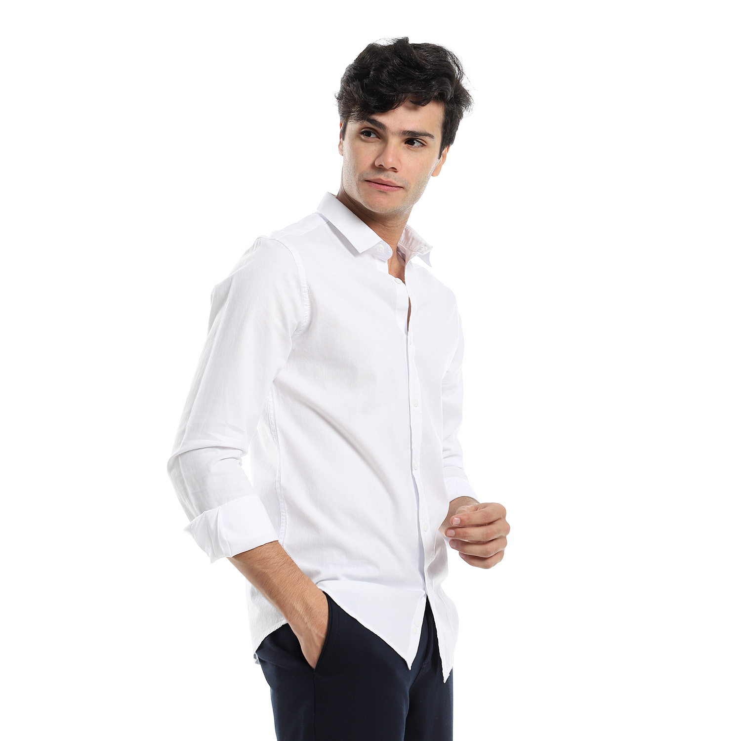 Plain Pure Linen Shirt – White - TIGHT STITCH